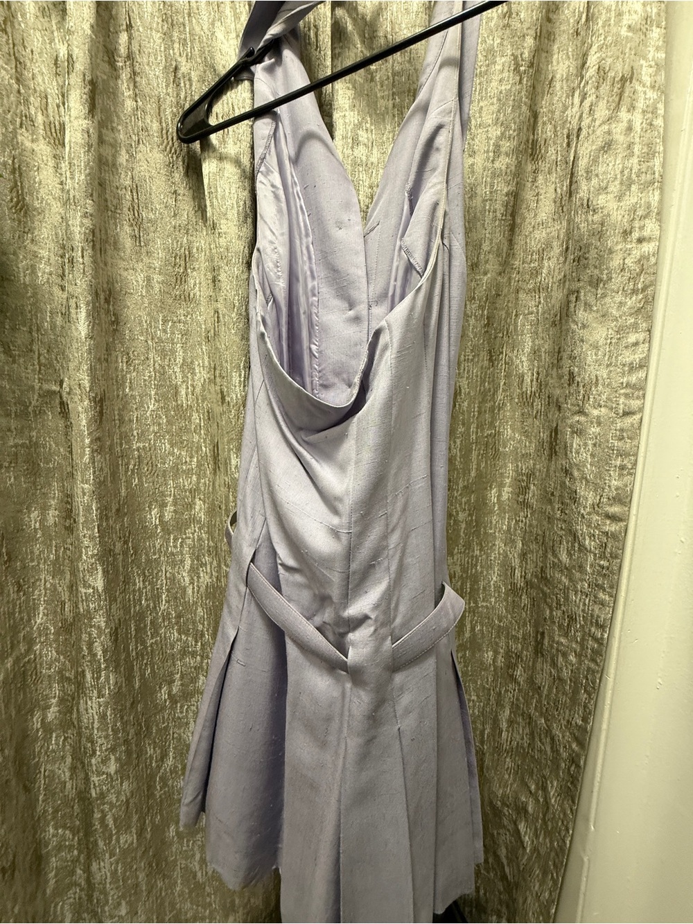 Les Copains Lavender V-Neck Mini Dress with Belt